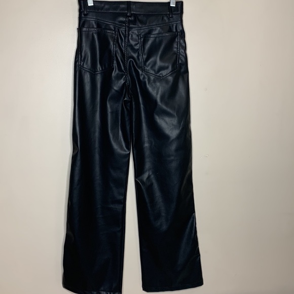Garbage | Black High Waist Wide Leg Faux Leather Pants Trousers Fashion Forward - Picture 7 of 15
